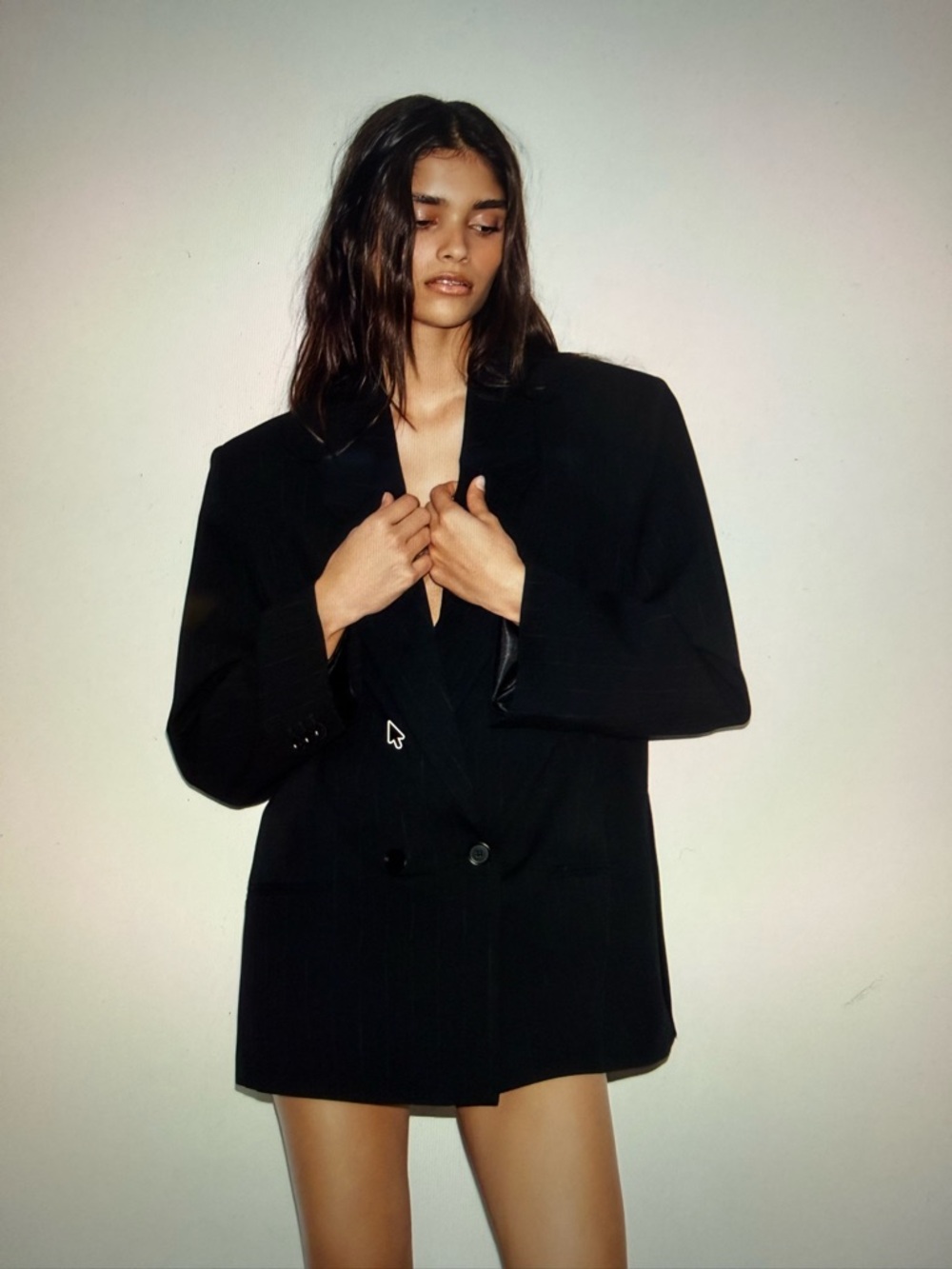 Navy Blue Oversized Classic Pinstriped Tailored Jacket from Zara - Picture 2 of 15